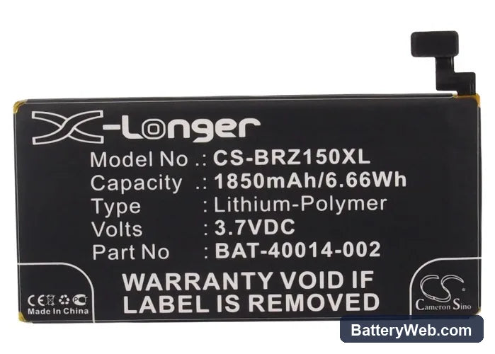BlackBerry Z15 Replacement Battery, 3.7V, 1850mAh, Li-Polymer 5