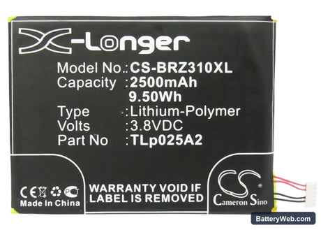 BlackBerry Z3 Replacement Battery, 3.8V, 2500mAh, Li-Polymer 5