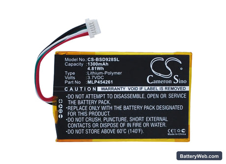 Bambook SD928+ Replacement Battery, 3.7V, 1300mAh, Li-Polymer 5
