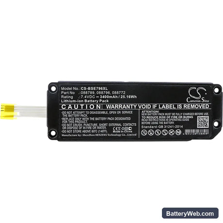 Bose Soundlink Mini 2 Replacement Battery, 7.4V, 3400mAh, Li-ion 3