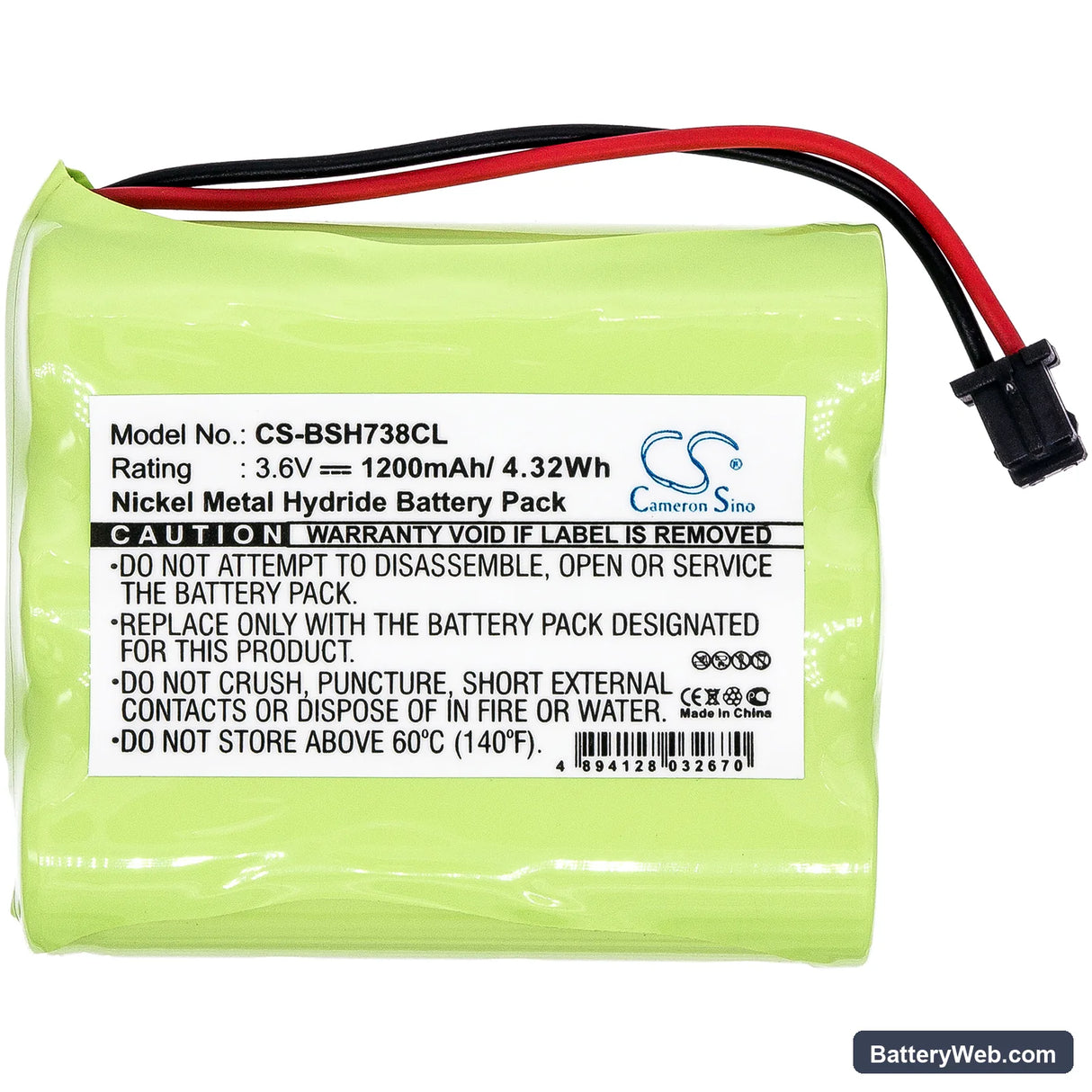 Bosch 738 Replacement Battery, 3.6V, 1200mAh, Ni-MH 3