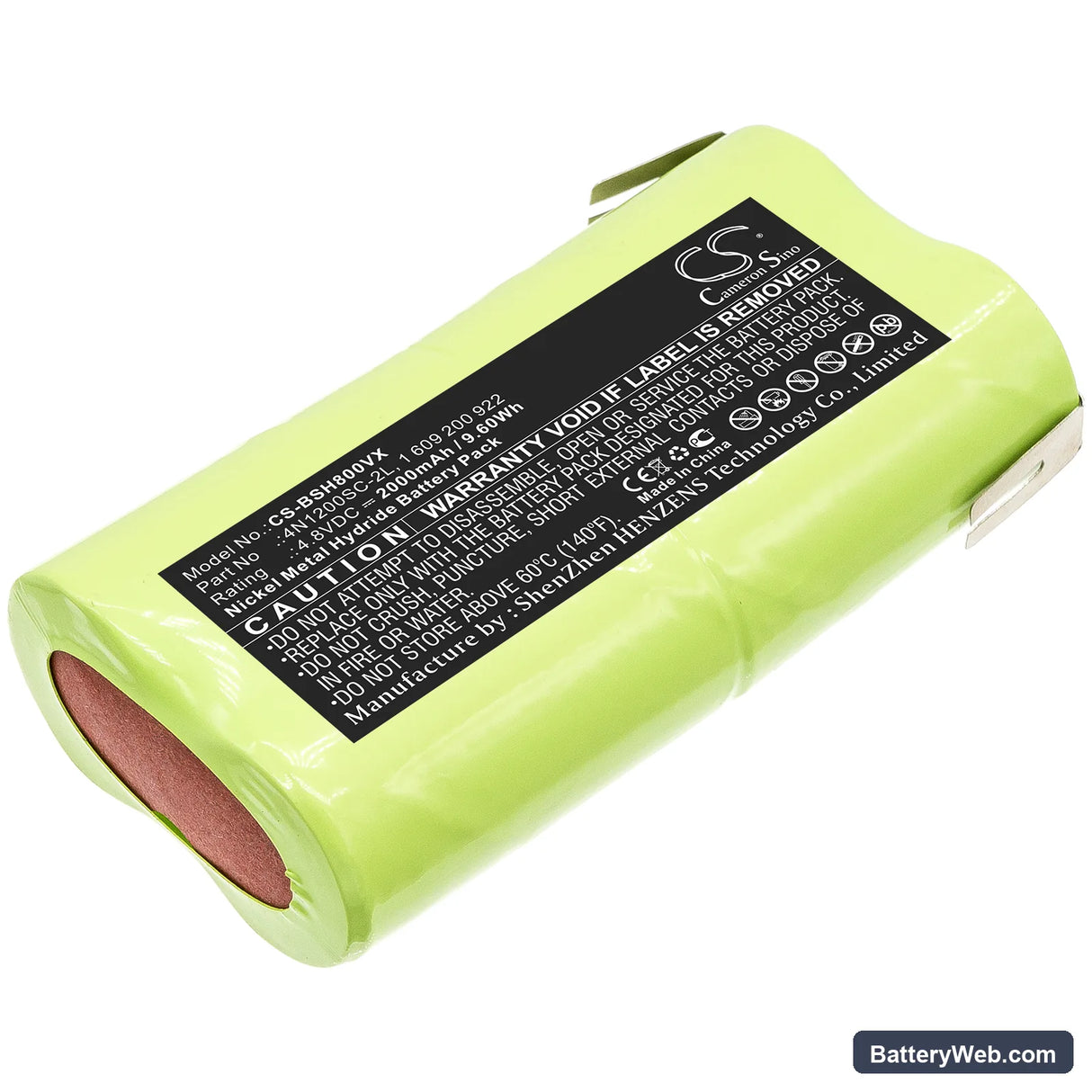 Bosch P800SL Replacement Battery, 4.8V, 2000mAh, Ni-MH 1