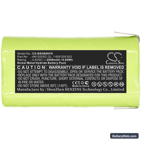 Bosch P800SL Replacement Battery, 4.8V, 2000mAh, Ni-MH 3