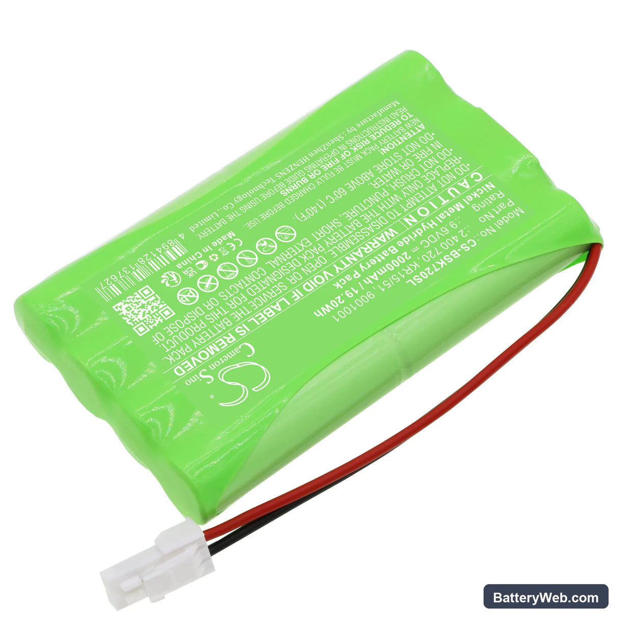 Somfy SGS Replacement Battery, 9.6V, 2000mAh, Ni-MH 2