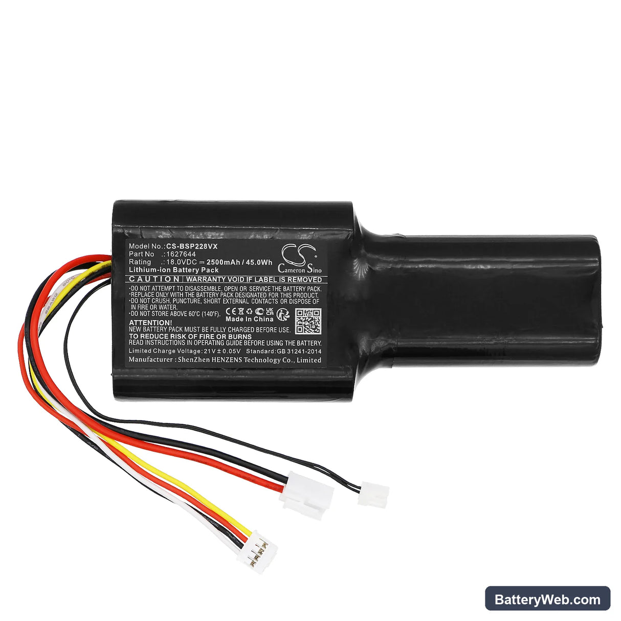 Bissell 2280N Replacement Battery, 18V, 2500mAh, Li-ion 3