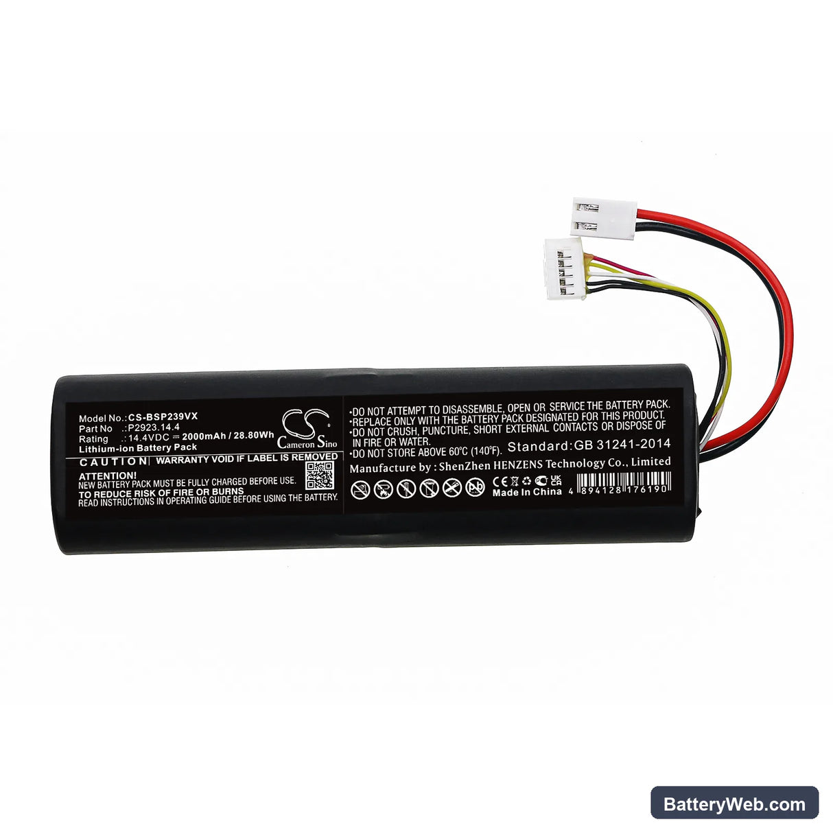 Bissell 2390A Replacement Battery, 14.4V, 2000mAh, Li-ion 3