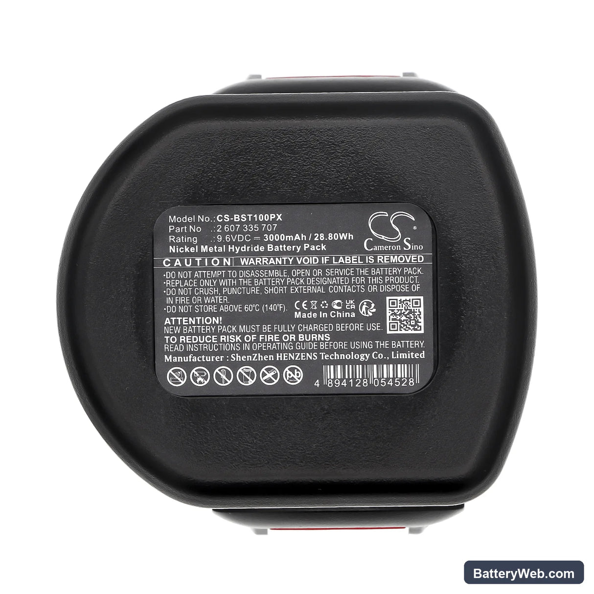 Bosch GSR 9.6-1 Replacement Battery, 9.6V, 3000mAh, Ni-MH 5