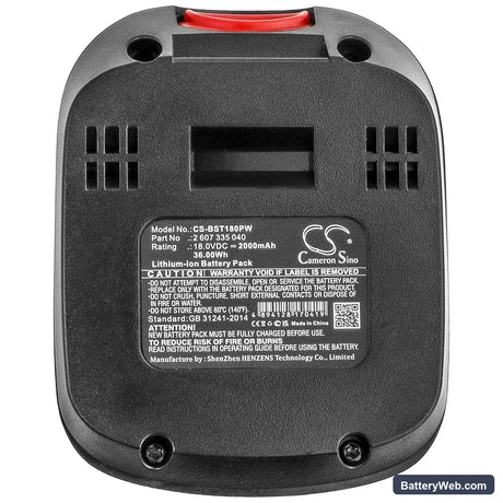 Bosch PSR 18 LI-2 Replacement Battery, 18V, 2000mAh, Li-ion 5