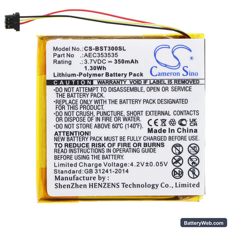 Beats Solo 2.0 Replacement Battery, 3.7V, 350mAh, Li-Polymer 3