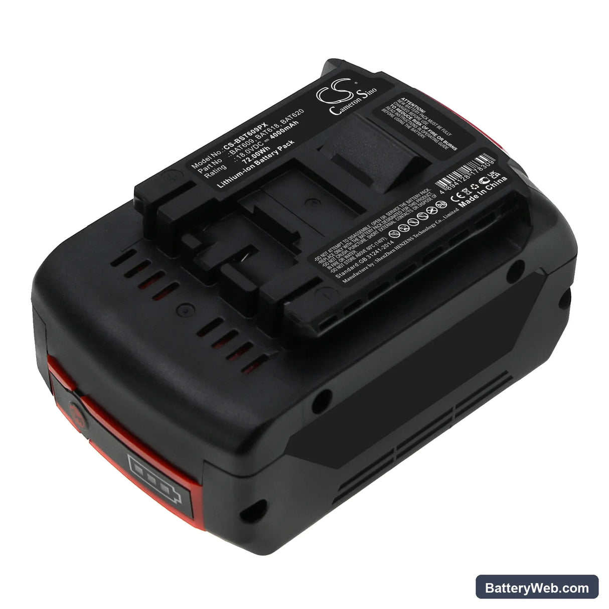 Bosch GWS 18 V-LI Replacement Battery, 18V, 4000mAh, Li-ion 1