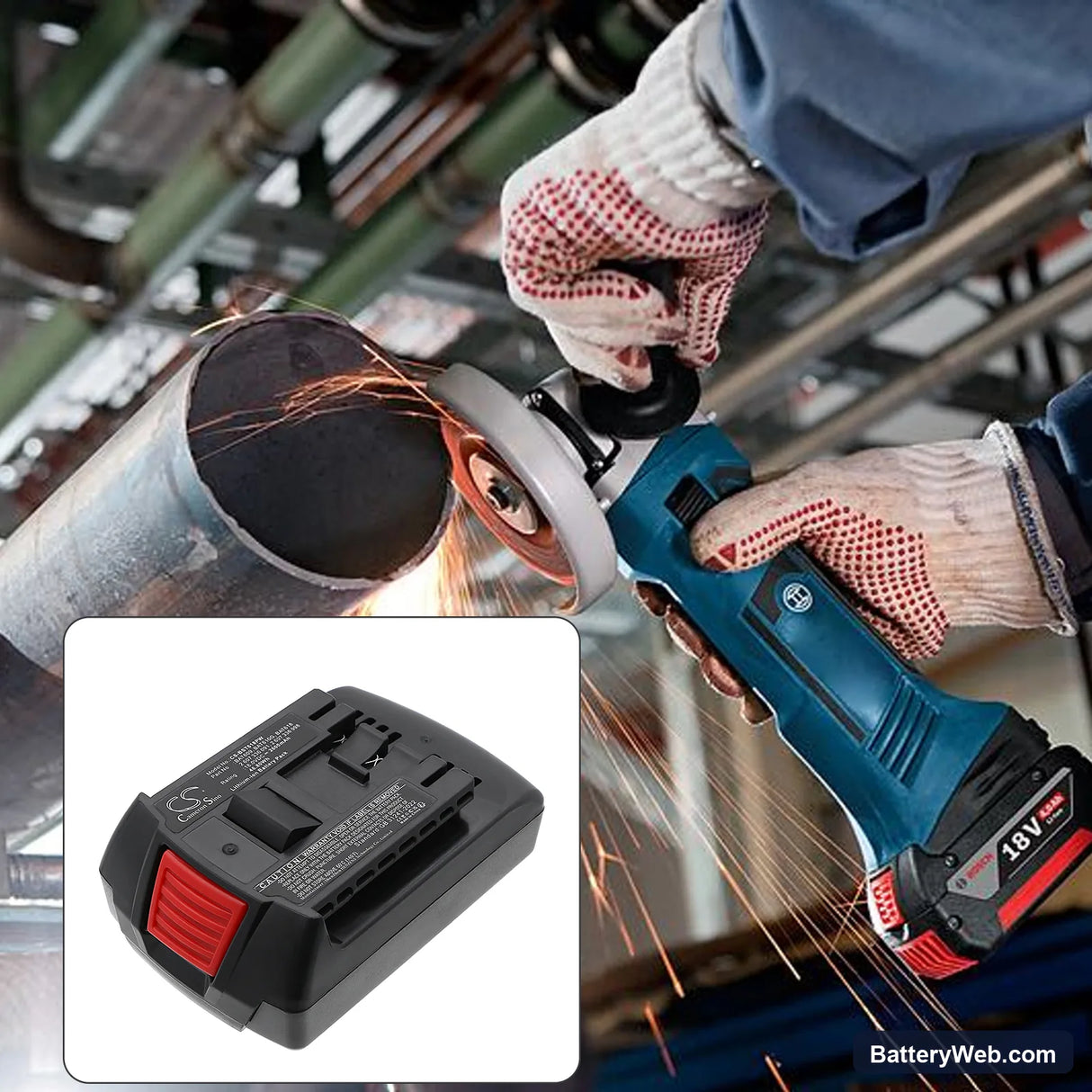Bosch GWS 18 V-LI Replacement Battery, 18V, 2600mAh, Li-ion 6
