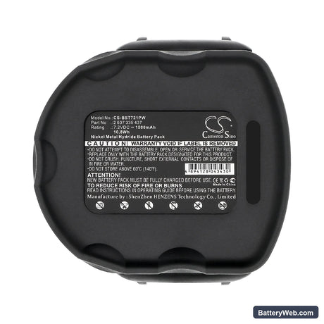Bosch GSR 7.2-1 Replacement Battery, 7.2V, 1500mAh, Ni-MH 5