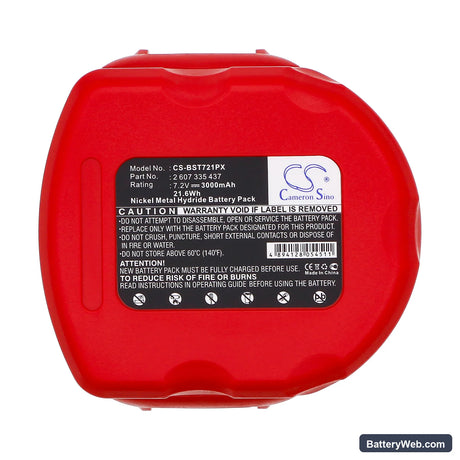 Bosch GSR 7.2-1 Replacement Battery, 7.2V, 3000mAh, Ni-MH 5