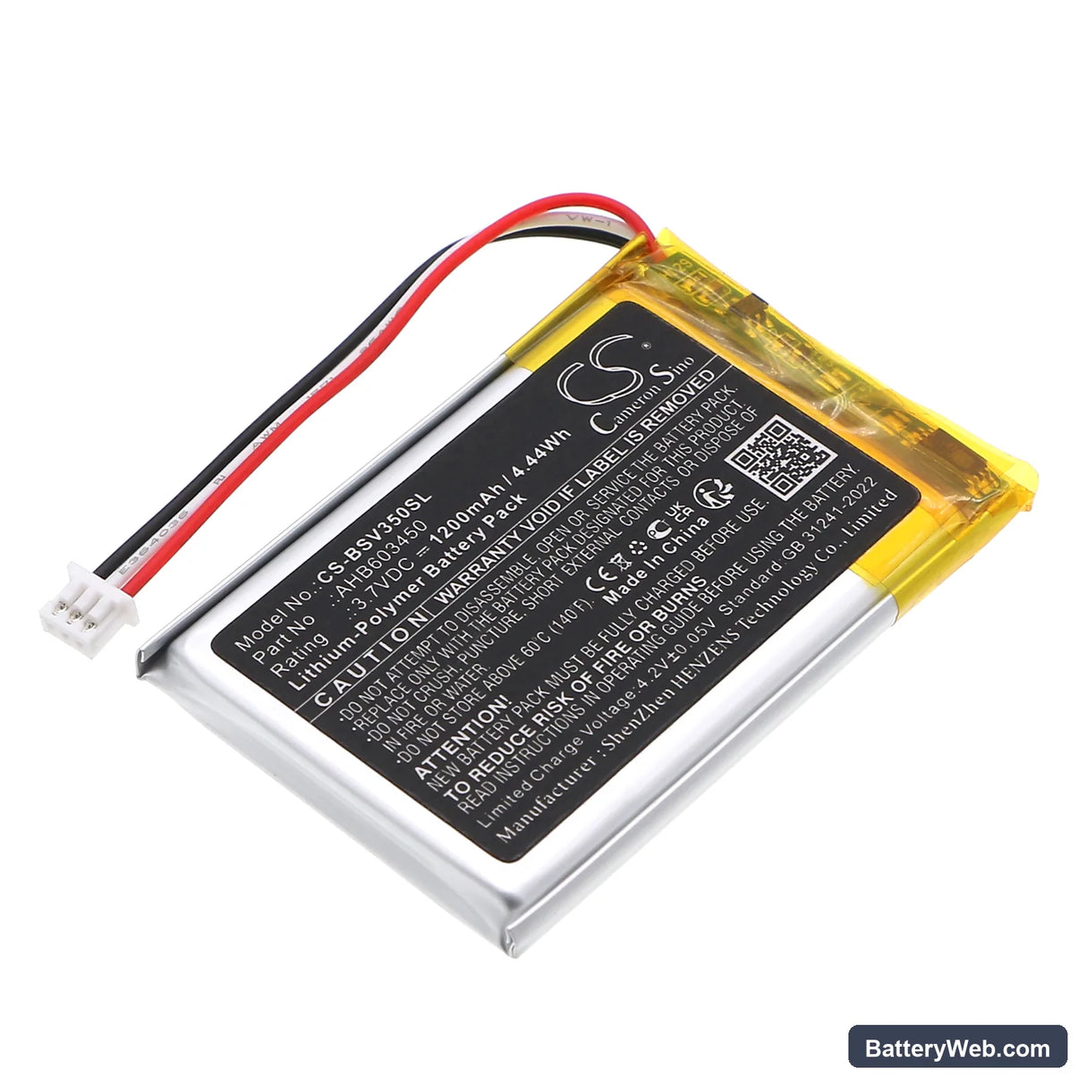 Babysense V35 Video Baby Monitor Replacement Battery, 3.7V, 1200mAh, Li-Polymer 1