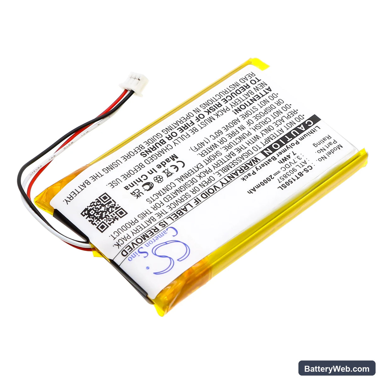Globalstar TR-150 Replacement Battery, 3.7V, 2000mAh, Li-Polymer 2