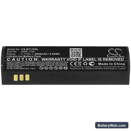 Globalstar GSP-1700 Replacement Battery, 3.7V, 2600mAh, Li-ion 3
