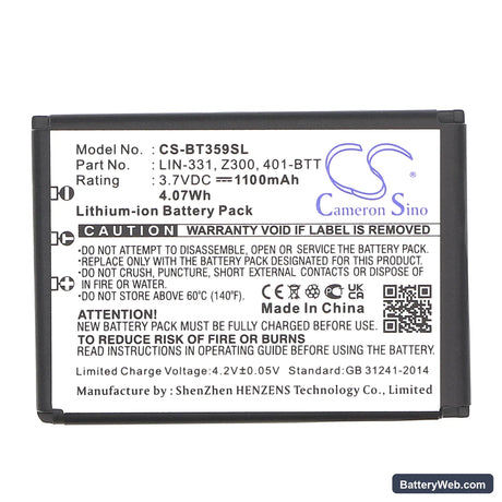 Globalsat BT-359 Replacement Battery, 3.7V, 1100mAh, Li-ion 3