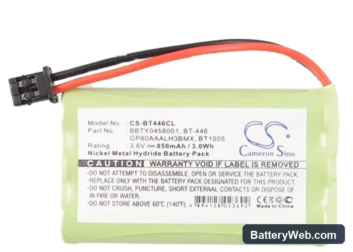 Radio Shack 43-3529 Replacement Battery, 3.6V, 800mAh, Ni-MH 6