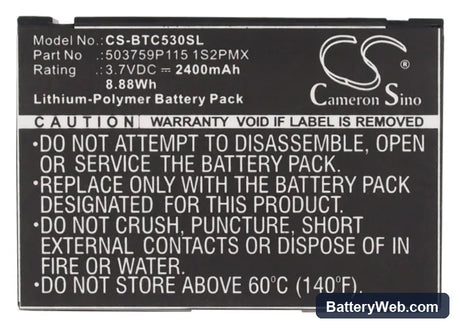 Blaupunkt Lucca 5.3 Replacement Battery, 3.7V, 2400mAh, Li-Polymer 5