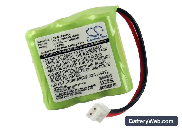 Doro 8075 Replacement Battery, 3.6V, 300mAh, Ni-MH 5