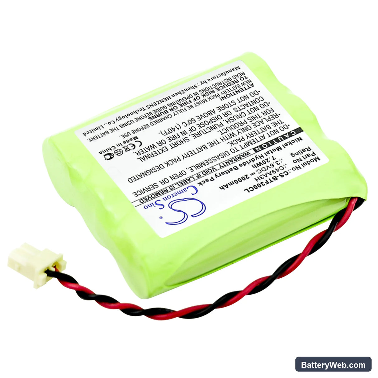 BT Freestyle 300 Replacement Battery, 3.6V, 2000mAh, Ni-MH 2
