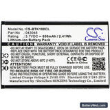 BT Elements 1K Replacement Battery, 3.7V, 650mAh, Li-ion 3