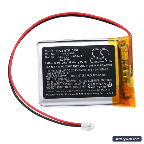 Blaupunkt BADRADIO SRB 10 Replacement Battery, 3.7V, 600mAh, Li-Polymer 3