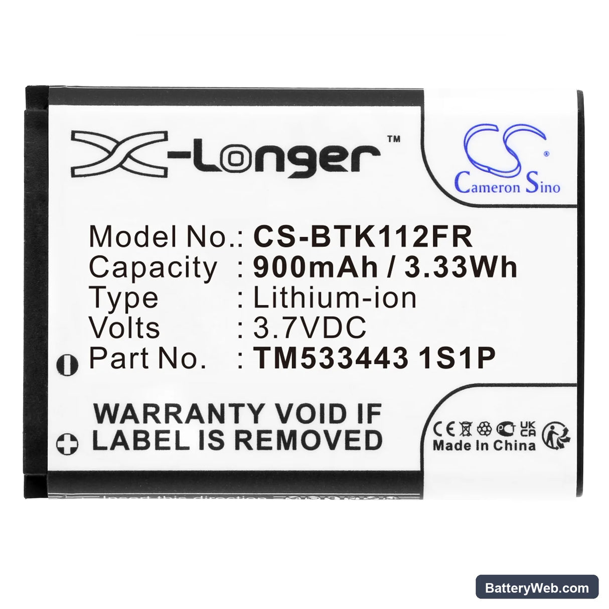Callstel BFX-300 Replacement Battery, 3.7V, 900mAh, Li-ion 3