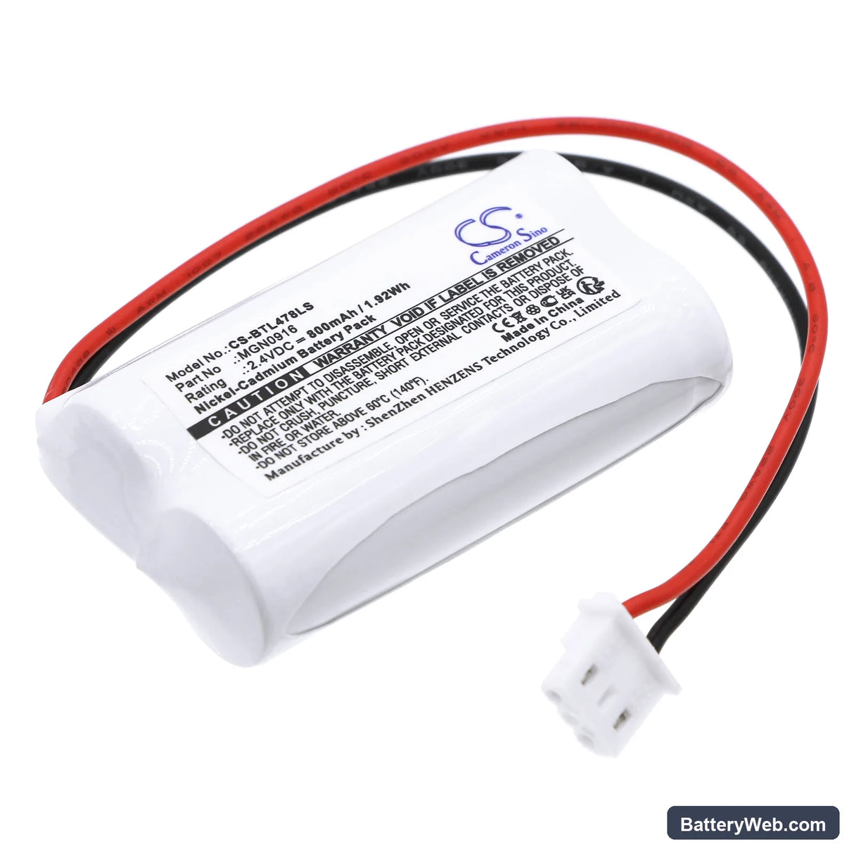 Bticino OVA51104 Replacement Battery, 2.4V, 800mAh, Ni-CD 1