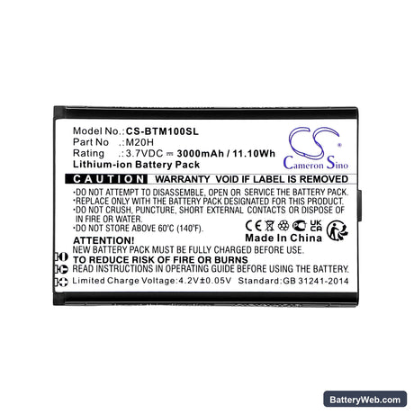 Benteng M100 Replacement Battery, 3.7V, 3000mAh, Li-ion 5