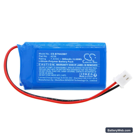 Bticino 4216 Replacement Battery, 7.4V, 900mAh, Li-Polymer 3