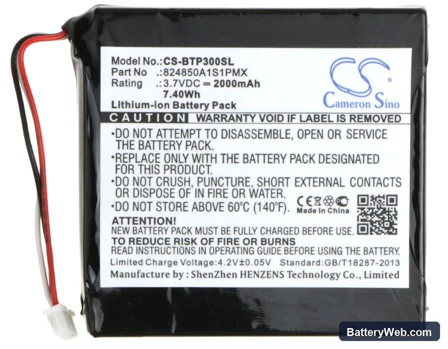Blaupunkt TravelPilot TP300 Replacement Battery, 3.7V, 2000mAh, Li-ion 5