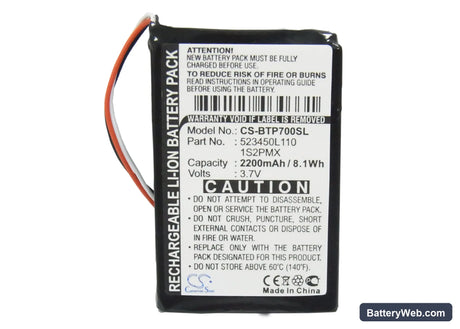 Blaupunkt TravelPilot 500 Replacement Battery, 3.7V, 2200mAh, Li-ion 5