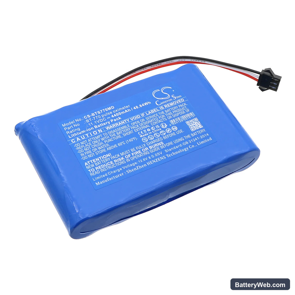 Bistos BT-740 pulse oximeter Replacement Battery, 11.1V, 4400mAh, Li-ion 1