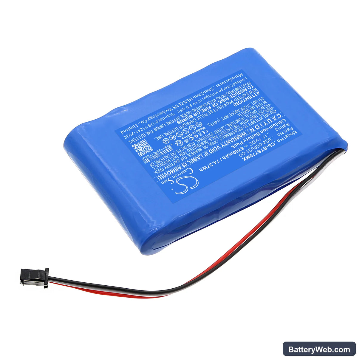 Bistos BT-740 pulse oximeter Replacement Battery, 11.1V, 6700mAh, Li-ion 2