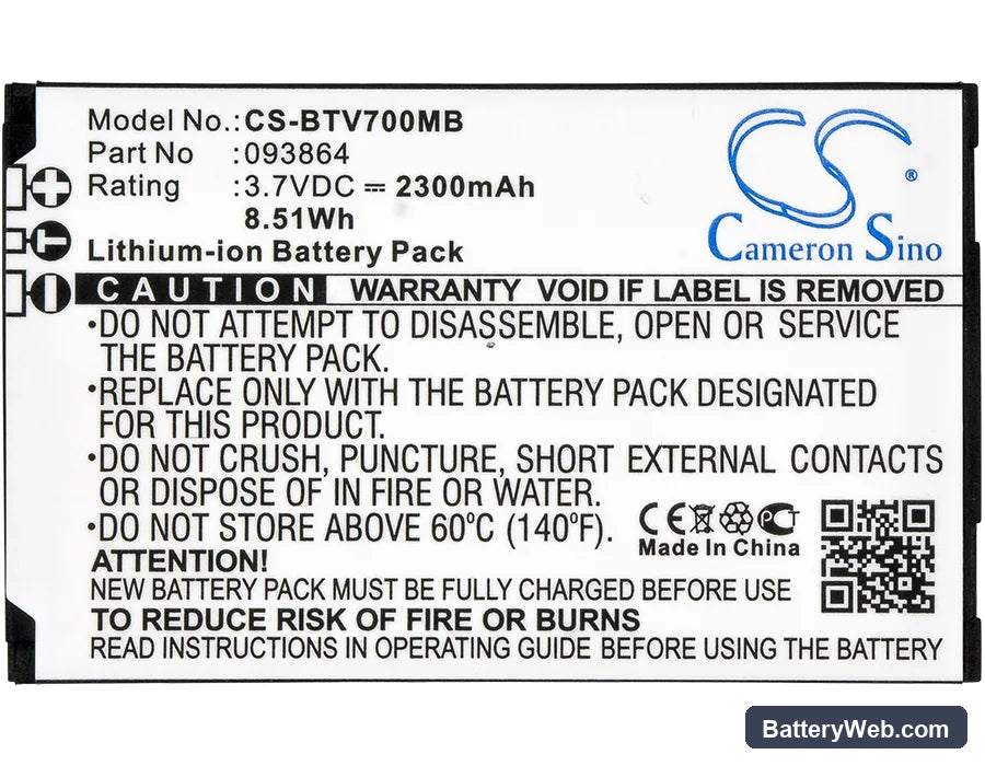 BT Video Baby Monitor 7000 Replacement Battery, 3.7V, 2300mAh, Li-ion 3