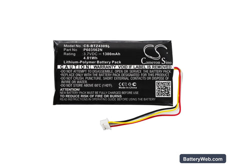 Binatone Z430BT Replacement Battery, 3.7V, 1300mAh, Li-Polymer 5