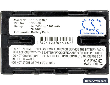Sony PMW-EX1 Replacement Battery, 14.8V, 5200mAh, Li-ion 5