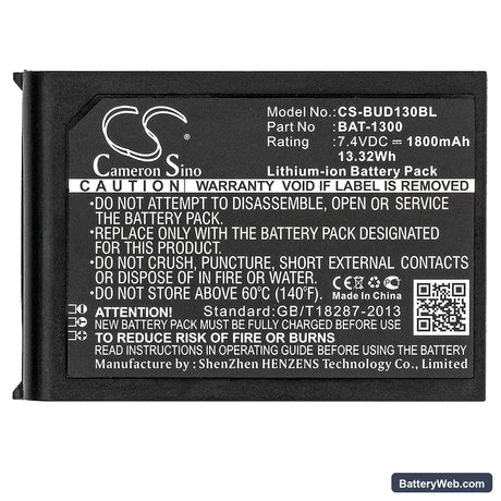 BlueBird Pidion BIP-1300 Replacement Battery, 7.4V, 1800mAh, Li-ion 5