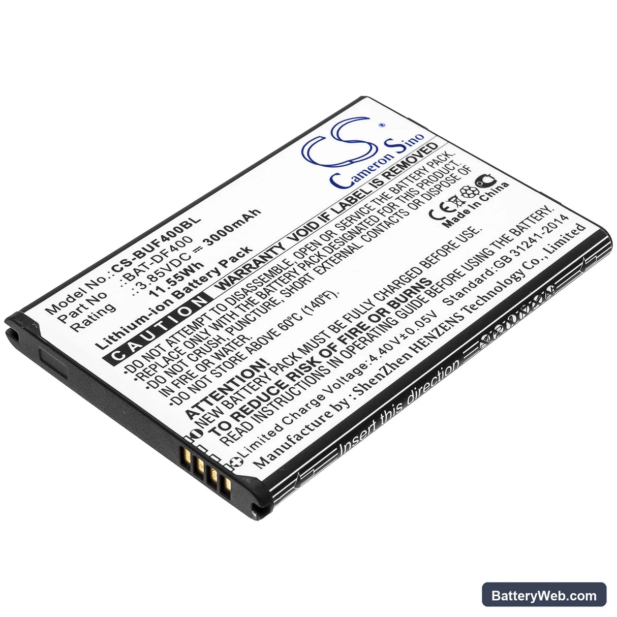 BlueBird EF400 Replacement Battery, 3.85V, 3000mAh, Li-ion 1
