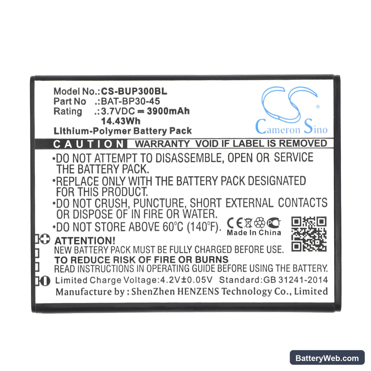 BlueBird BP30 Replacement Battery, 3.7V, 3900mAh, Li-Polymer 5