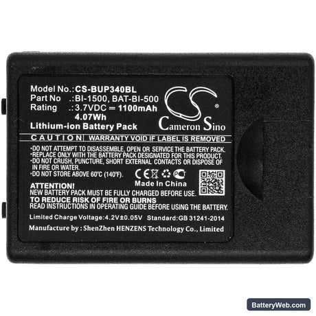 BlueBird EG-340 Replacement Battery, 3.7V, 1100mAh, Li-ion 5