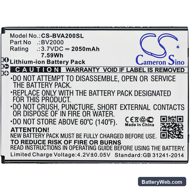 BlackView BV2000 Replacement Battery, 3.7V, 2050mAh, Li-ion 3