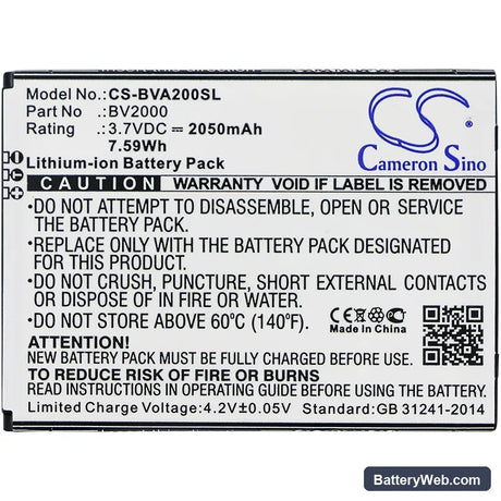 BlackView BV2000 Replacement Battery, 3.7V, 2050mAh, Li-ion 3