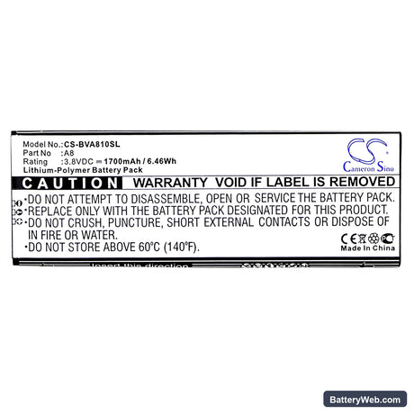 BlackView A8 Replacement Battery, 3.8V, 1700mAh, Li-Polymer 3
