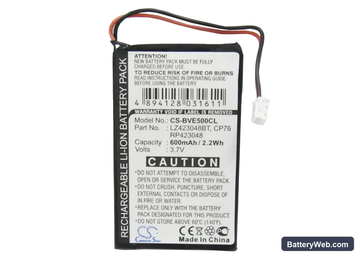 BTI Verve 500 Replacement Battery, 3.7V, 600mAh, Li-ion 5