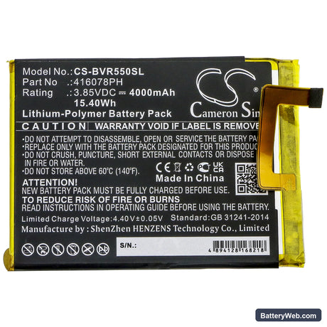 BlackView BV5500 Replacement Battery, 3.85V, 4000mAh, Li-Polymer 3