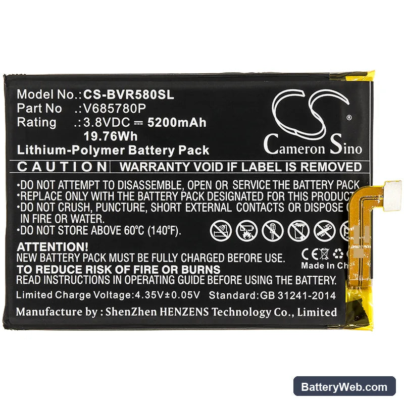 BlackView BV5800 Replacement Battery, 3.8V, 5200mAh, Li-Polymer 3
