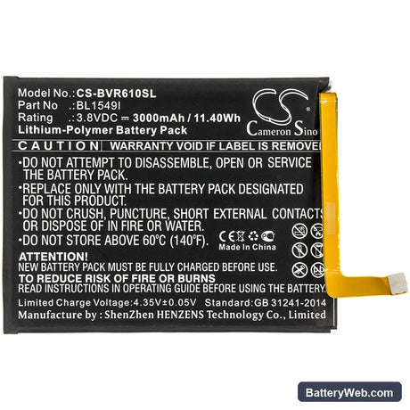 BlackView R6 Replacement Battery, 3.8V, 3000mAh, Li-Polymer 3