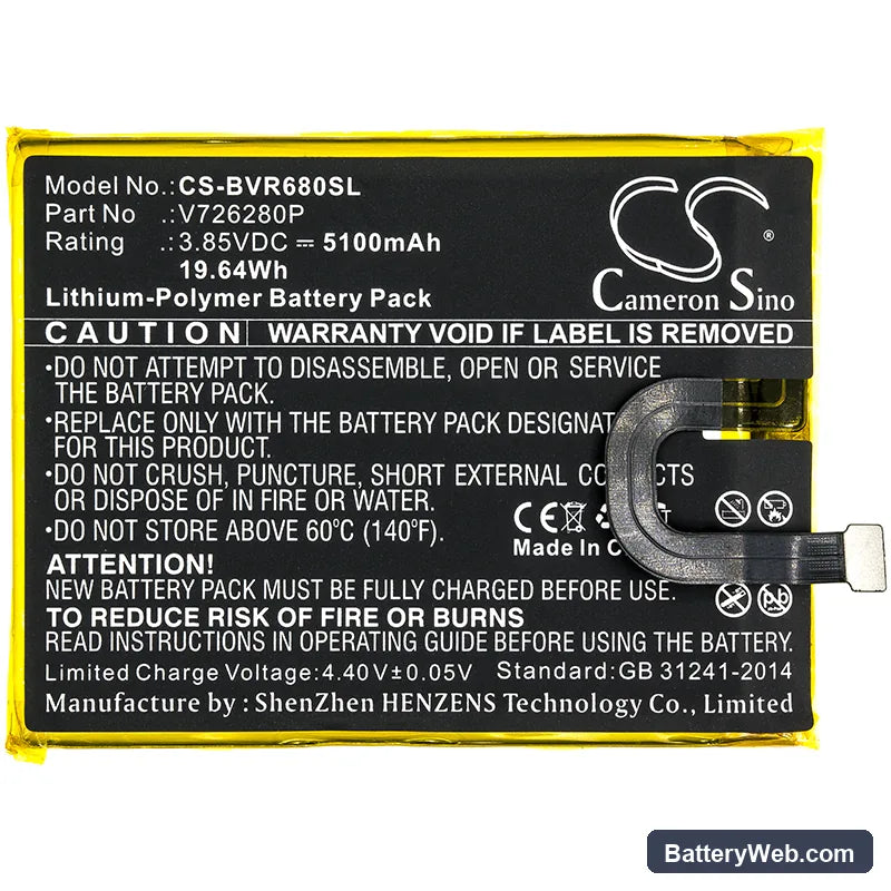 BlackView BV6800 Replacement Battery, 3.85V, 5100mAh, Li-Polymer 3